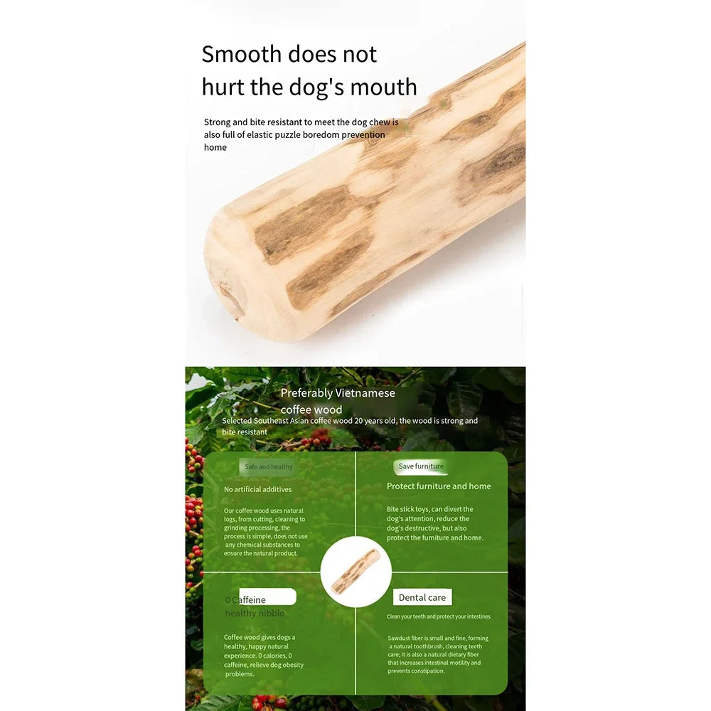 FZCSPEED Wooden Dog Chew Stick – Coffee Wood Toy for Tooth Pressure Relief