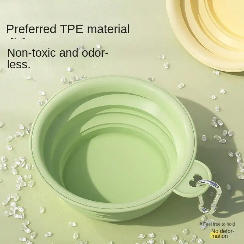 350ml Foldable Pet Travel Bowl – Macaron Color with Carabiner