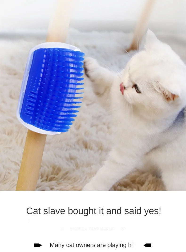 Wall Corner Cat Self-Groomer – Bristle Brush Scratcher with Massaging Arch