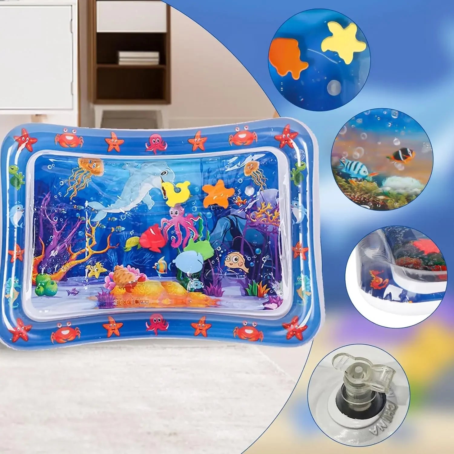 Inflatable Pet Water Play Mat – Ocean-Themed Sensory Mat for Cats & Dog