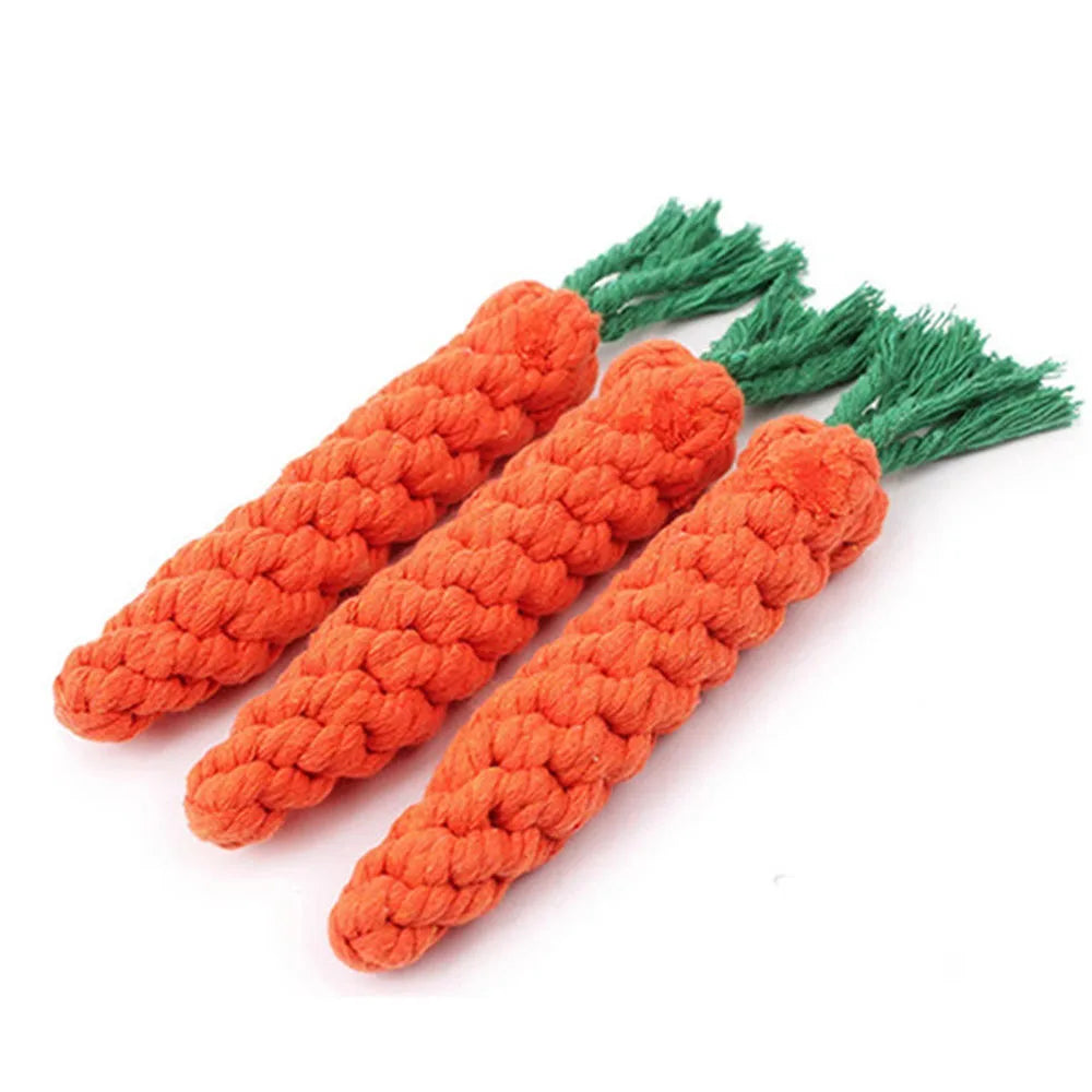 Carrot Rope Dog Chew Toy – Durable Cotton Molar Toy for All Dogs