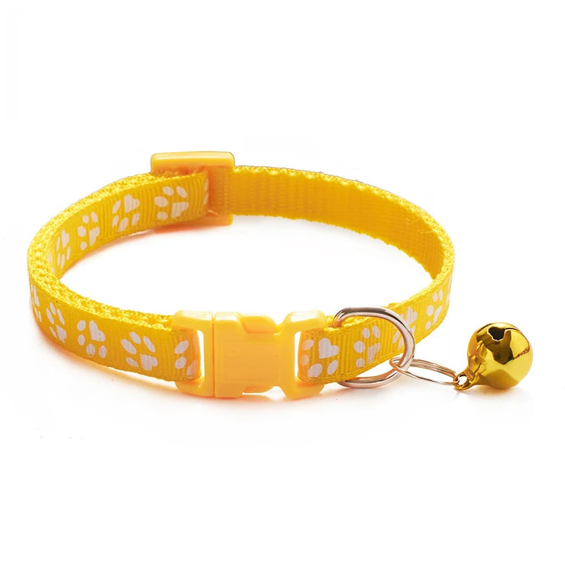 Printed Cat Collar with Bell – Adjustable Multi-Color Pet Necklace for Cats & Small Dogs