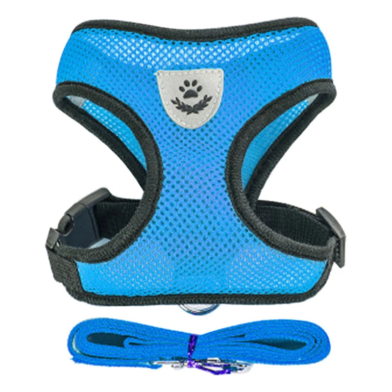 Adjustable Dog Harness & Leash Set – Breathable Vest for Small Dogs & Cats