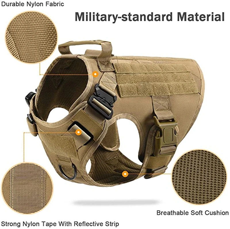 Tactical Dog Harness & Leash Set – Military Training Vest for All Breeds