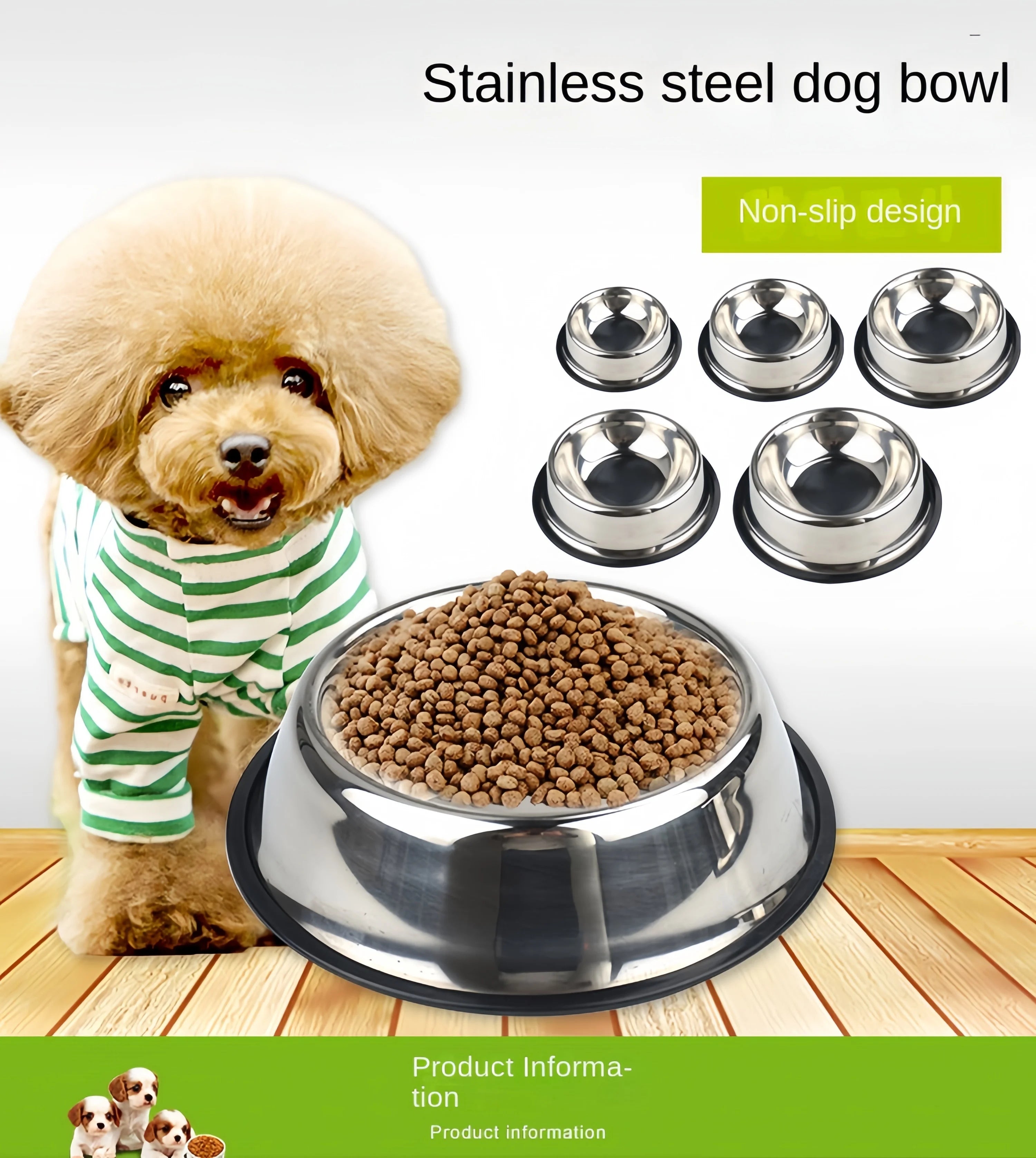Stainless Steel Pet Feeding Bowl – Durable Food & Water Dish (6 Sizes)