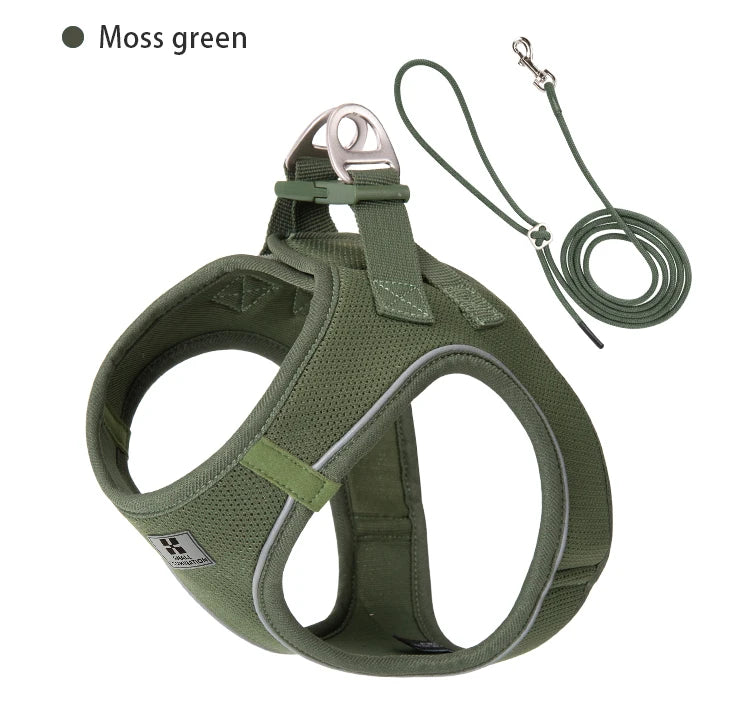 Reflective Dog Harness & Leash Set – Adjustable Pet Vest for Small & Medium Dogs