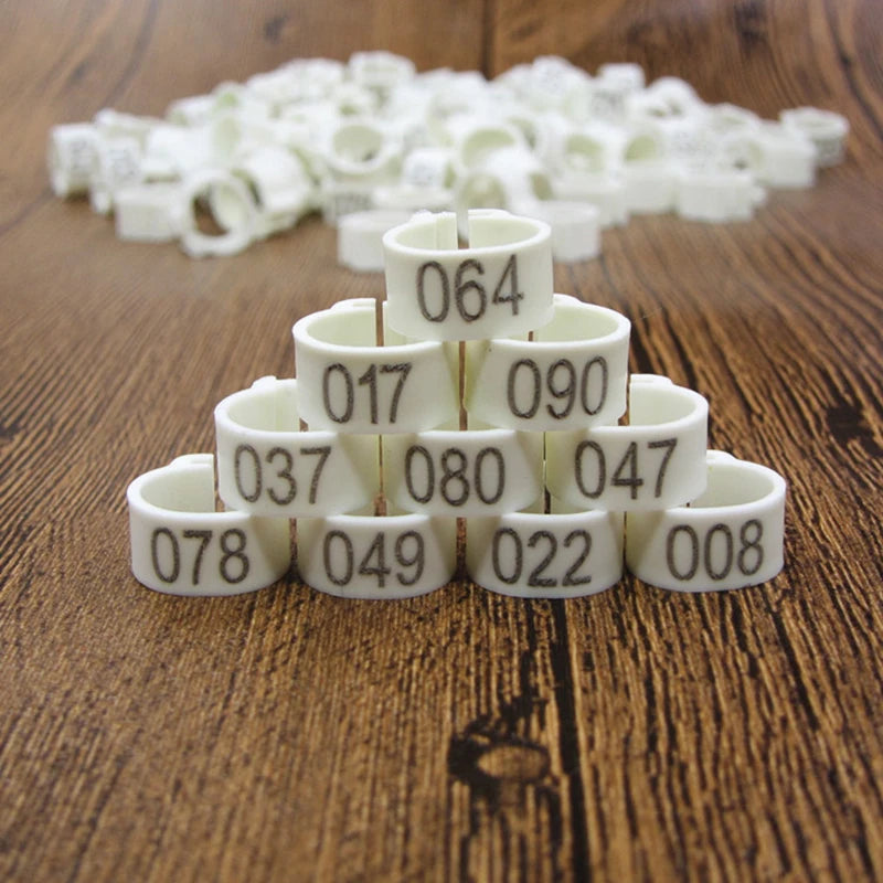 100pcs 8mm Bird ID Clip Rings – Numbered Plastic Leg Bands for Parrots & Pigeons