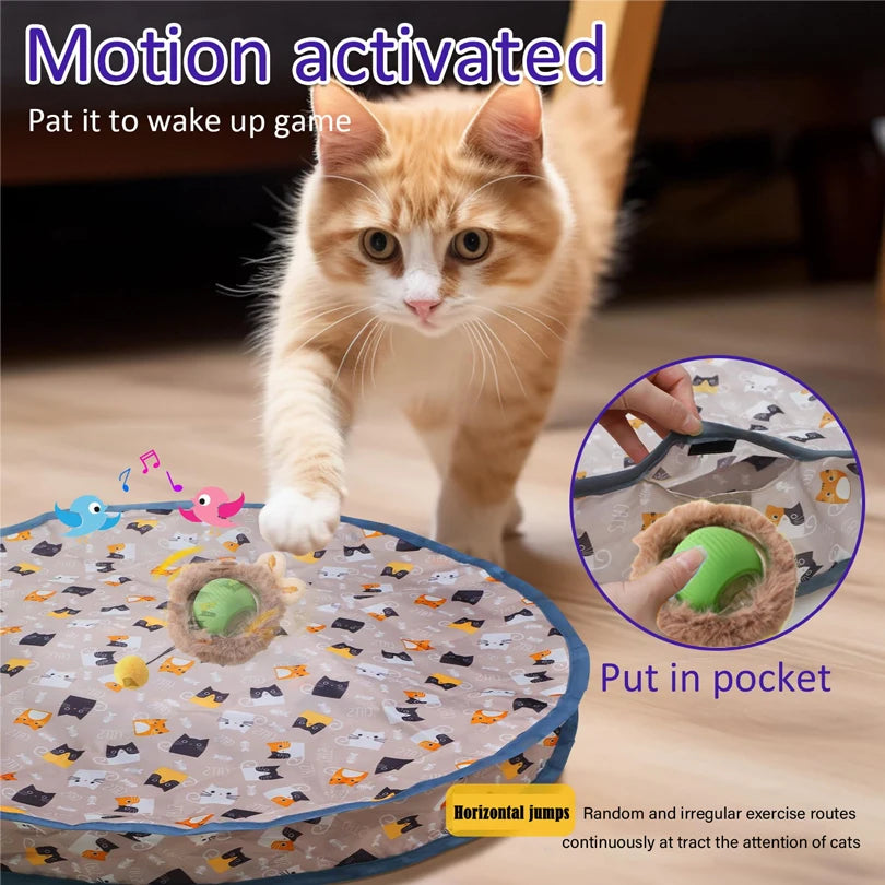 Motion-Activated Rolling Cat Toy – Fast Ball in Pouch for Indoor Play