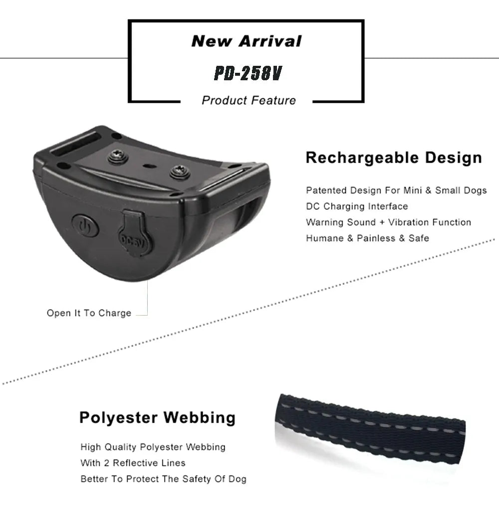 Rechargeable Anti-Bark Dog Collar – Vibration Training Collar for Small & Medium Dogs