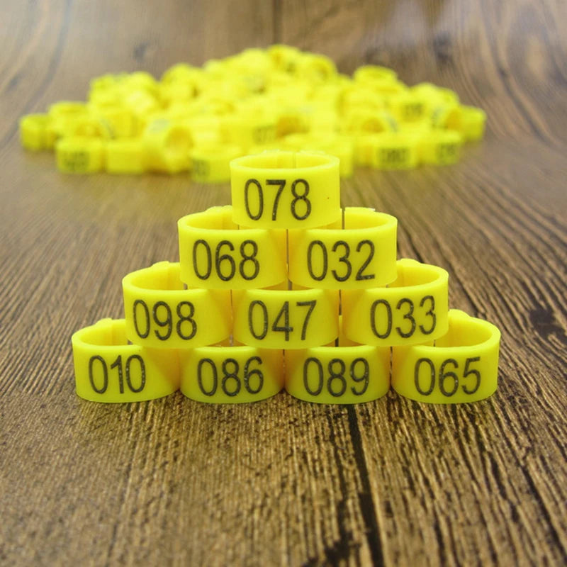 100pcs 8mm Bird ID Clip Rings – Numbered Plastic Leg Bands for Parrots & Pigeons