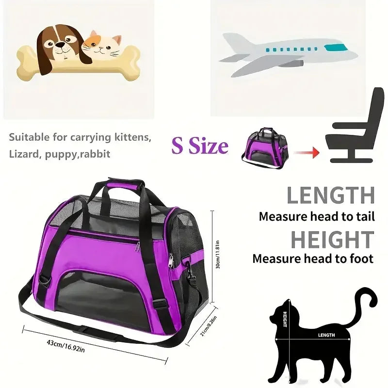 Portable Pet Carrier Bag – Breathable Travel Handbag for Small Dogs & Cats