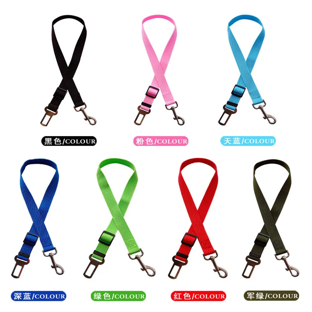 Adjustable Reflective Dog Car Seat Belt – Cushioned Elastic Travel Harness