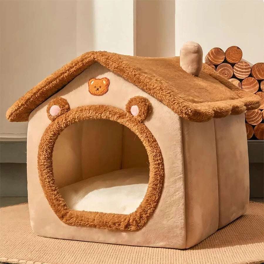 Foldable Pet House Bed – Washable Cat & Puppy Cave Sofa for Small Pets