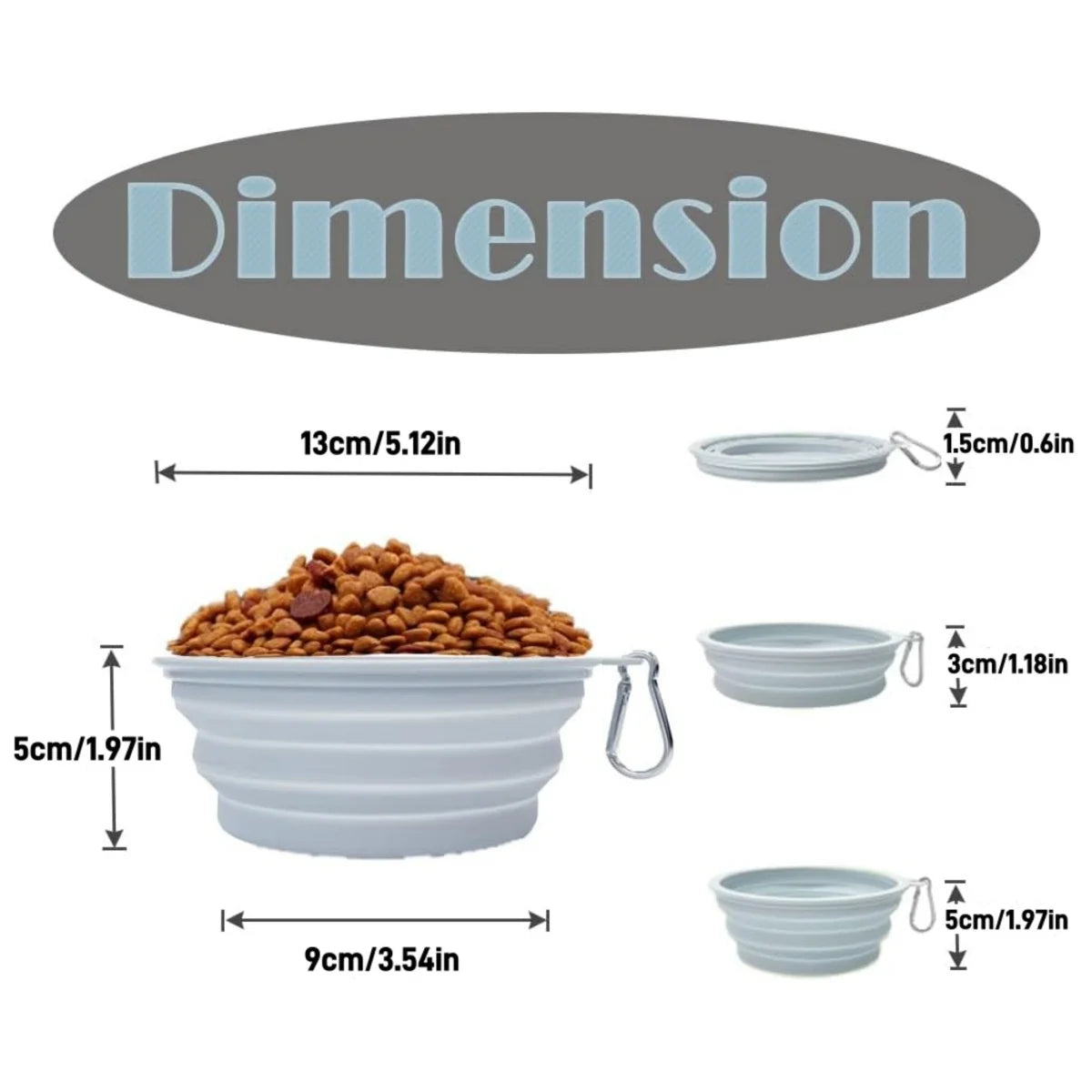 2PCS Collapsible Pet Bowls – Portable Silicone Food & Water Dishes with Carabiner