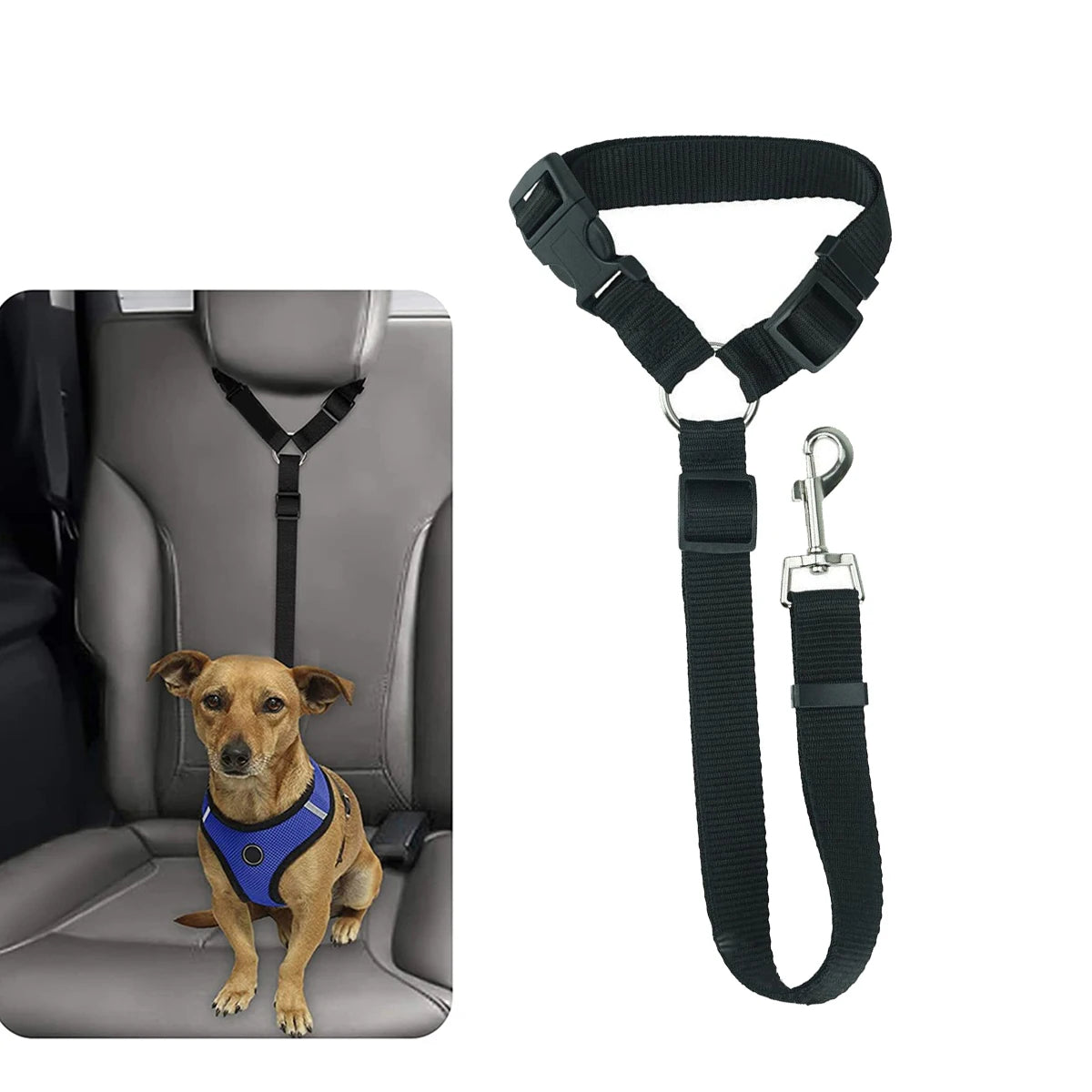 Adjustable Pet Car Seat Belt – Dog & Cat Safety Restraint for Headrest