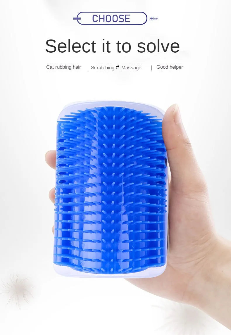 Wall Corner Cat Self-Groomer – Bristle Brush Scratcher with Massaging Arch