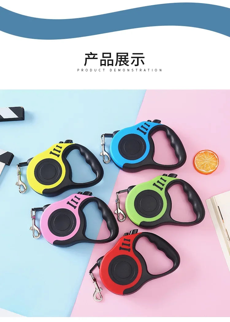 Retractable Dog Leash – 3M/5M Durable Nylon Lead for Small to Large Pet