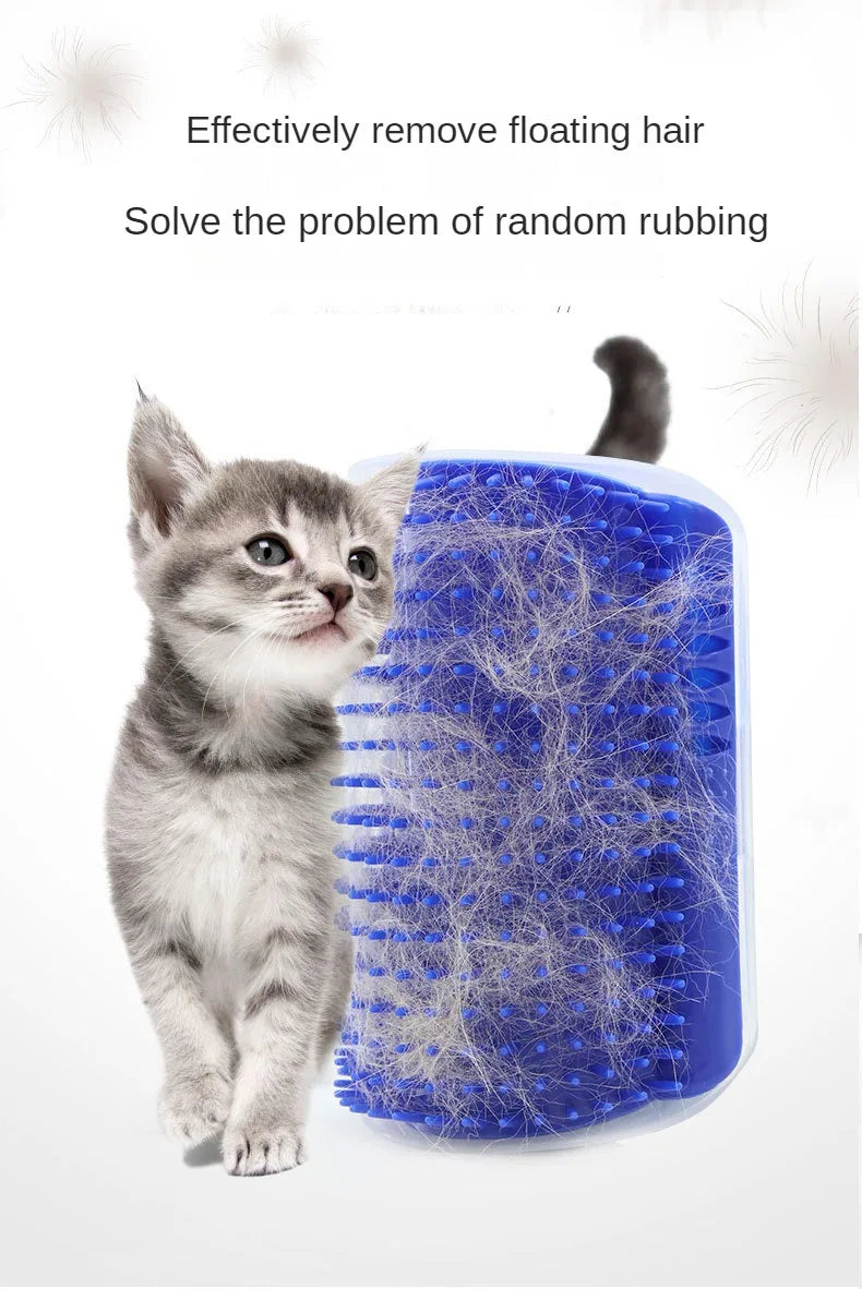 Wall Corner Cat Self-Groomer – Bristle Brush Scratcher with Massaging Arch