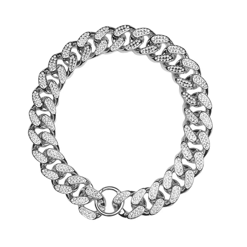 Diamond Inlay Dog Collar – Sparkling ABS Chain Necklace for Small to Large Pets