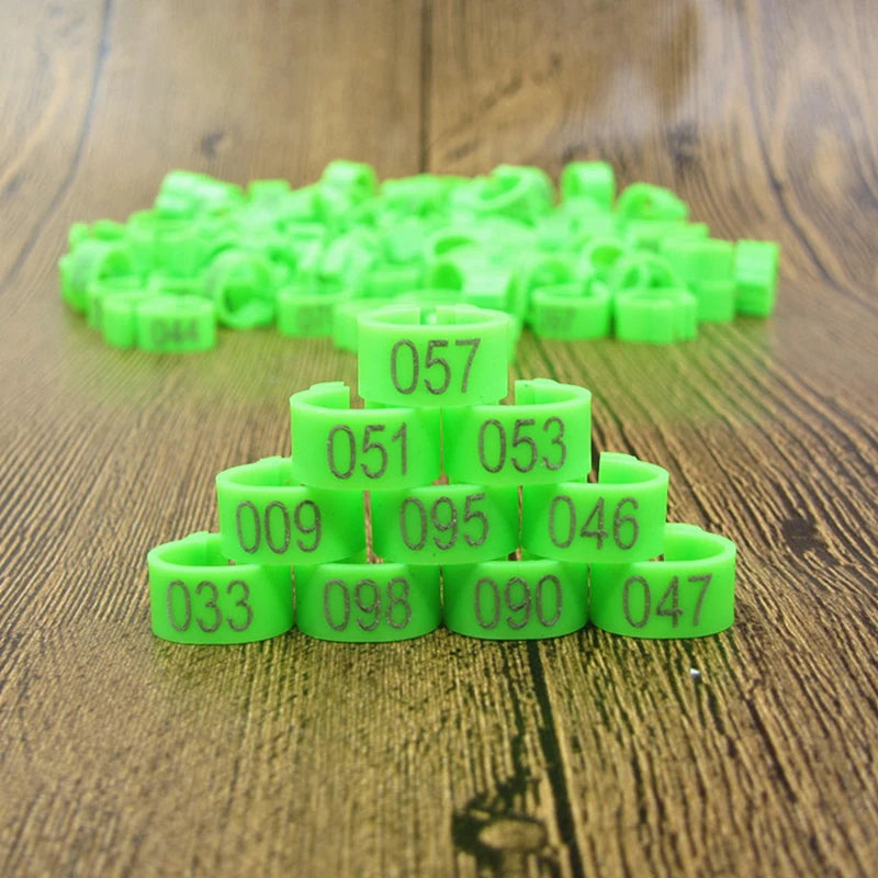 100pcs 8mm Bird ID Clip Rings – Numbered Plastic Leg Bands for Parrots & Pigeons