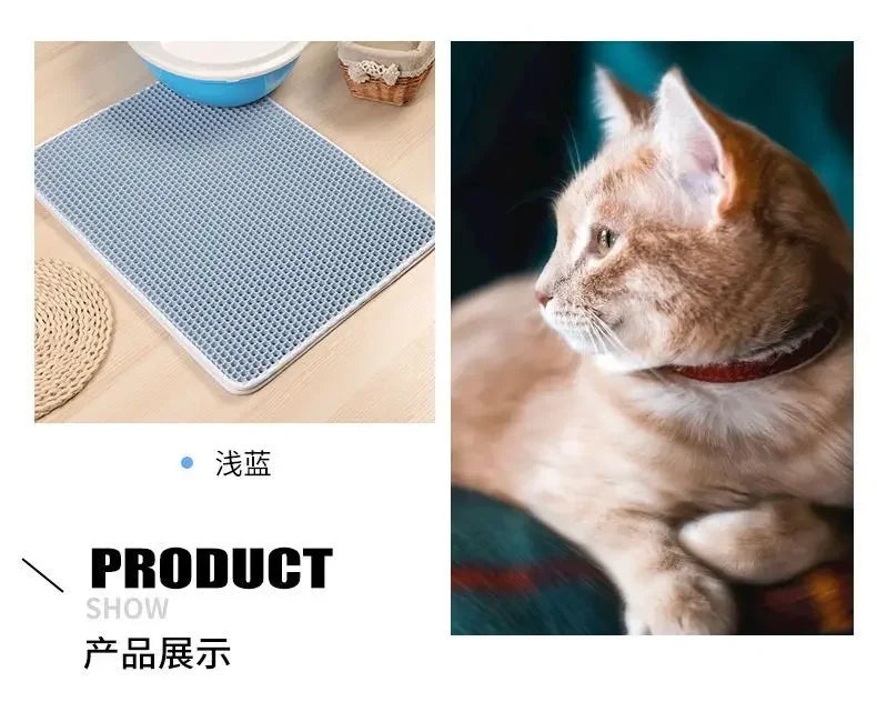 Waterproof Double-Layer Cat Litter Mat – Non-Slip, Washable Pad with Bonus Gift