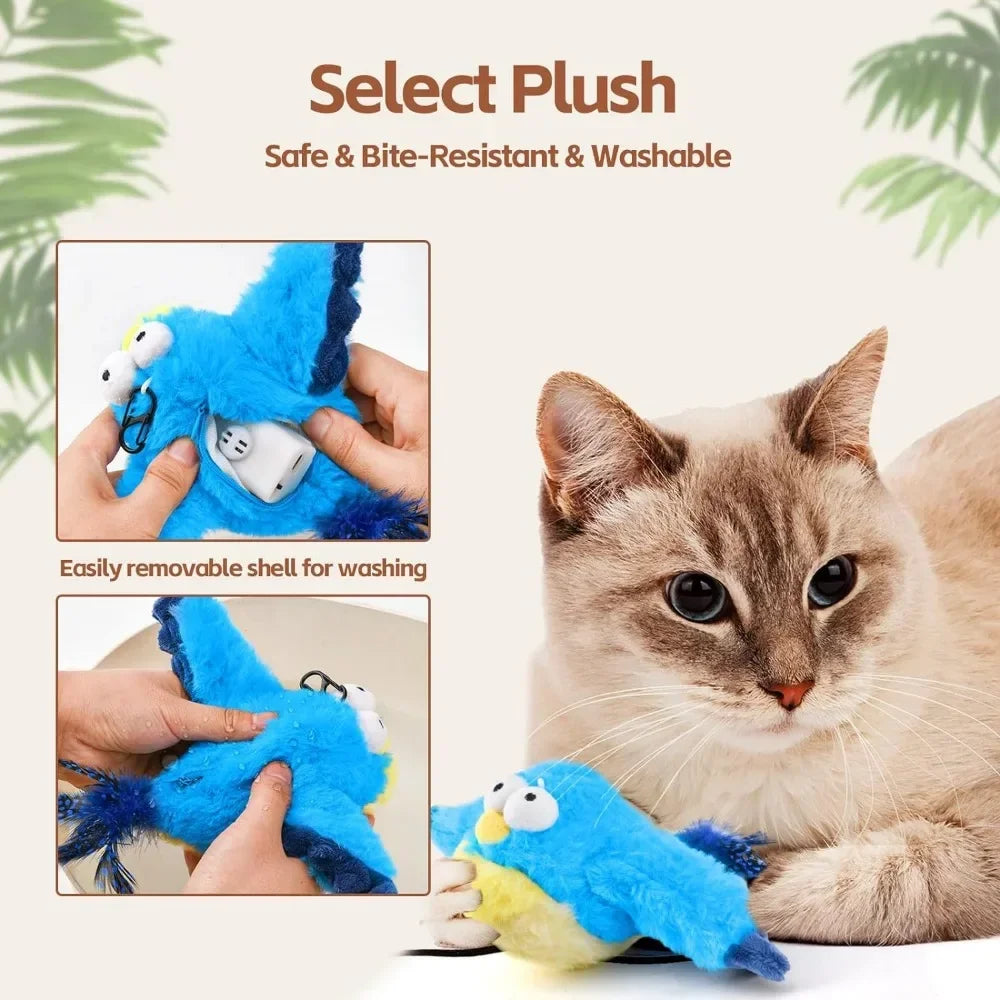 Rechargeable Flapping Bird Cat Toy – Touch-Activated Plush with Catnip