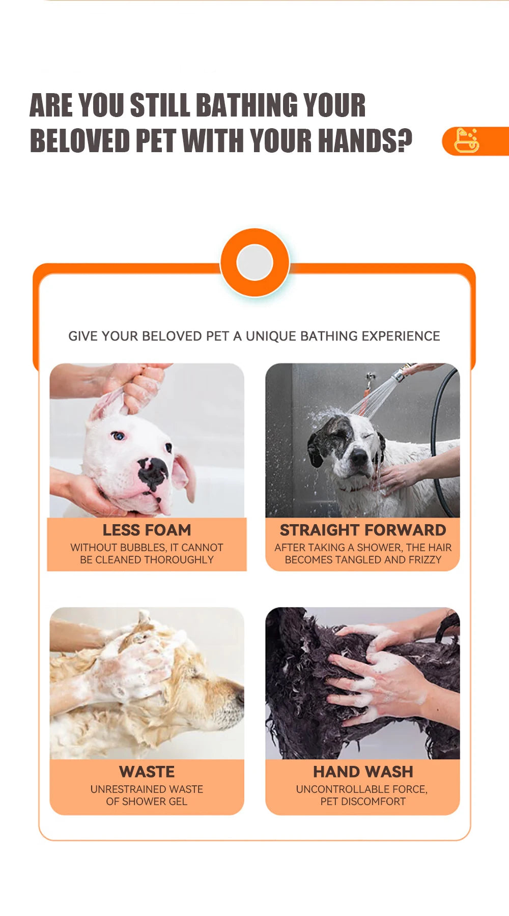 Silicone Dog Bathing Brush – Pet Shampoo Dispenser & Massage Grooming Tool