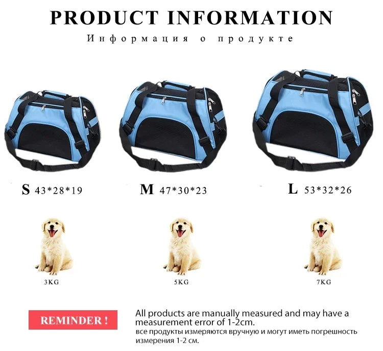 Portable Pet Carrier Bag – Breathable Travel Handbag for Small Dogs & Cats