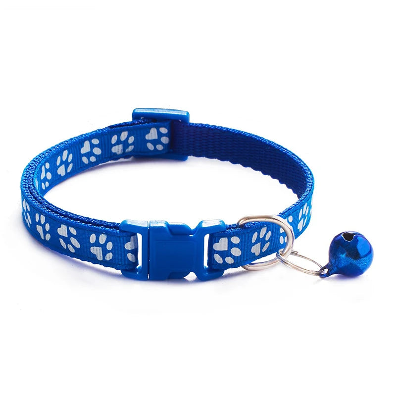 Printed Cat Collar with Bell – Adjustable Multi-Color Pet Necklace for Cats & Small Dogs