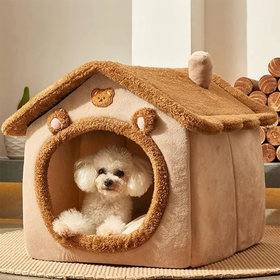 Foldable Pet House Bed – Washable Cat & Puppy Cave Sofa for Small Pets