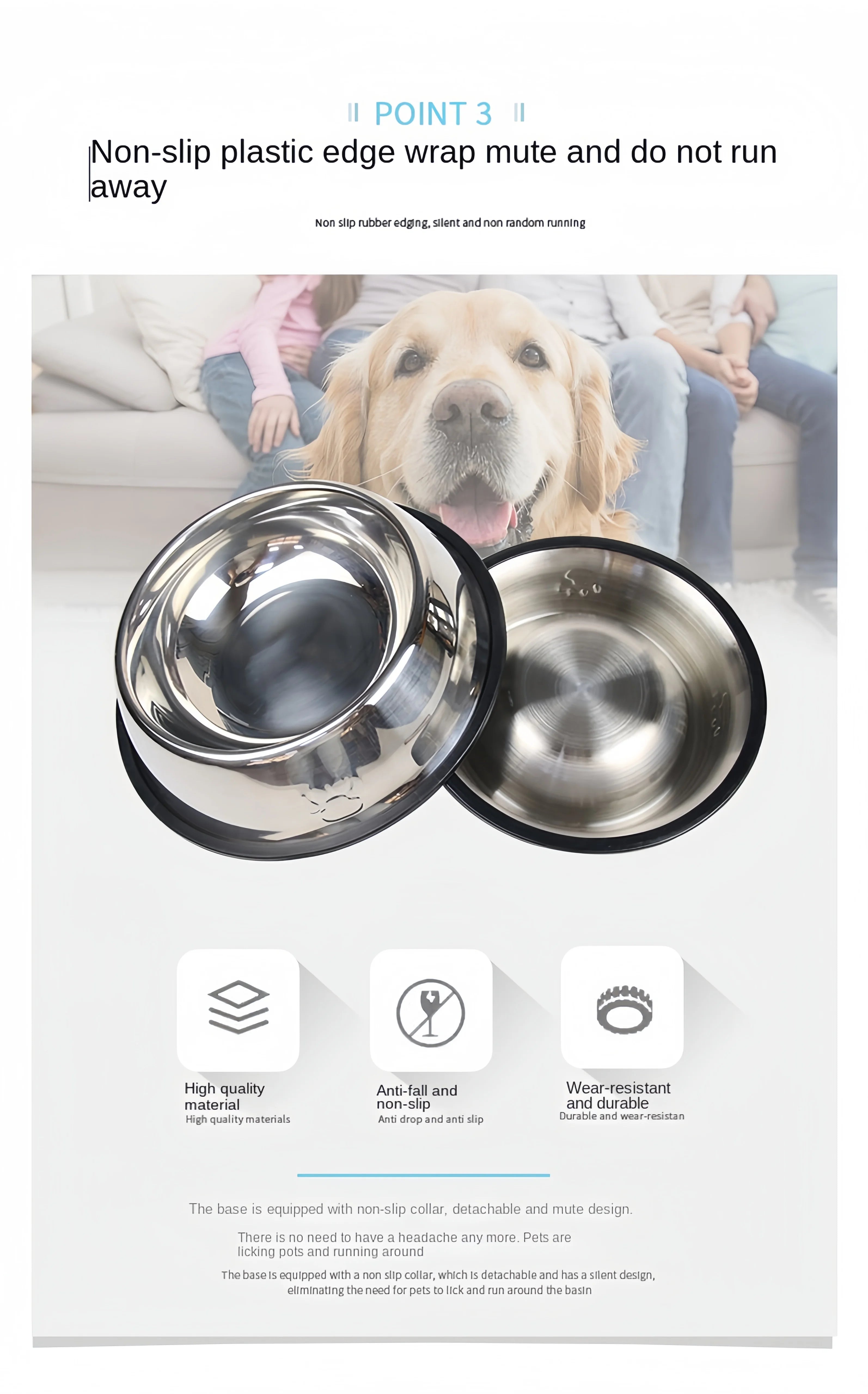 Stainless Steel Pet Feeding Bowl – Durable Food & Water Dish (6 Sizes)