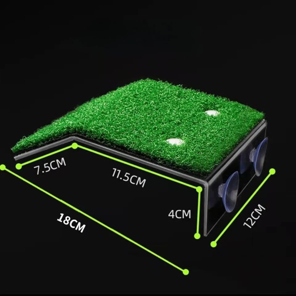 S/M/L Turtle Platform Float with Grass Ramp – Reptile Resting Terrace, Moss Island & Aquarium Habitat Decor