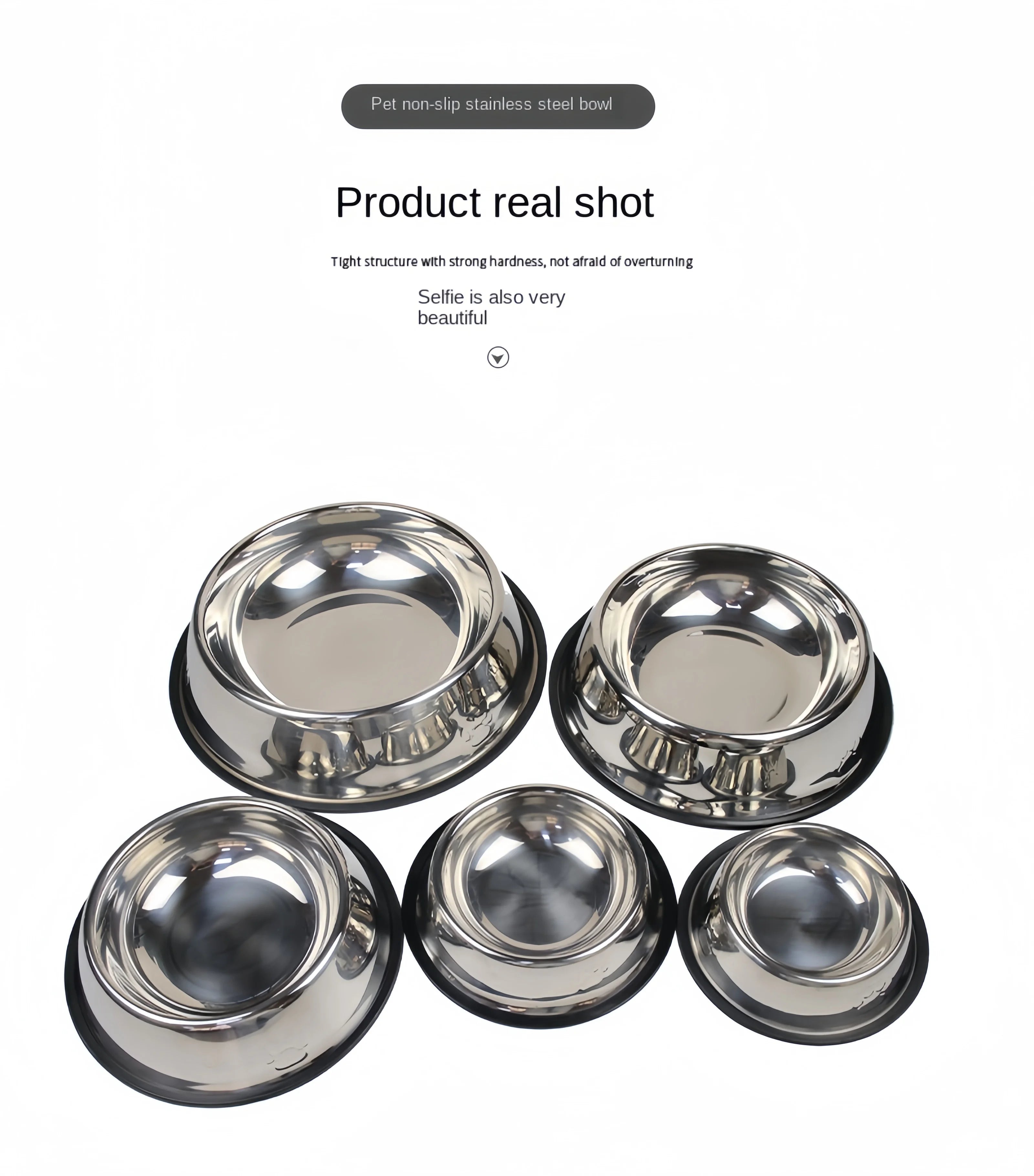 Stainless Steel Pet Feeding Bowl – Durable Food & Water Dish (6 Sizes)