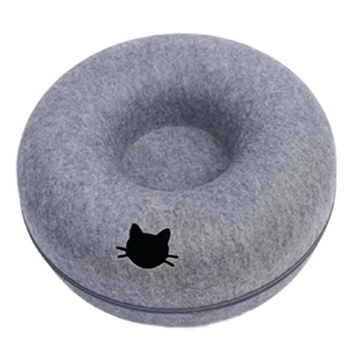 Felt Donut Cat Bed with Breather Hole & Hideaway Tunnel