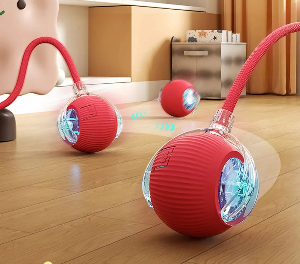 Rechargeable Smart Cat Ball Toy – Auto Rolling with Faux Tail, Imitates Mouse