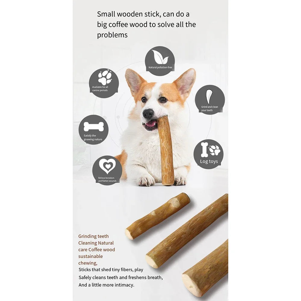 FZCSPEED Wooden Dog Chew Stick – Coffee Wood Toy for Tooth Pressure Relief