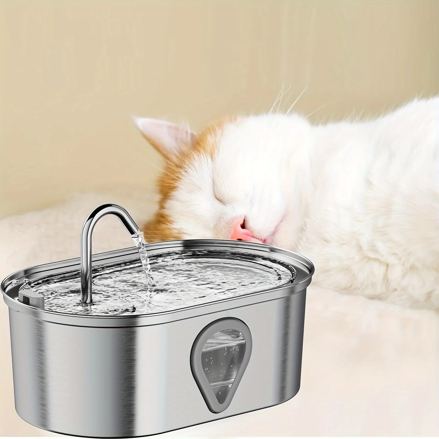 3.5L Stainless Steel Automatic Cat Water Fountain with LED Light