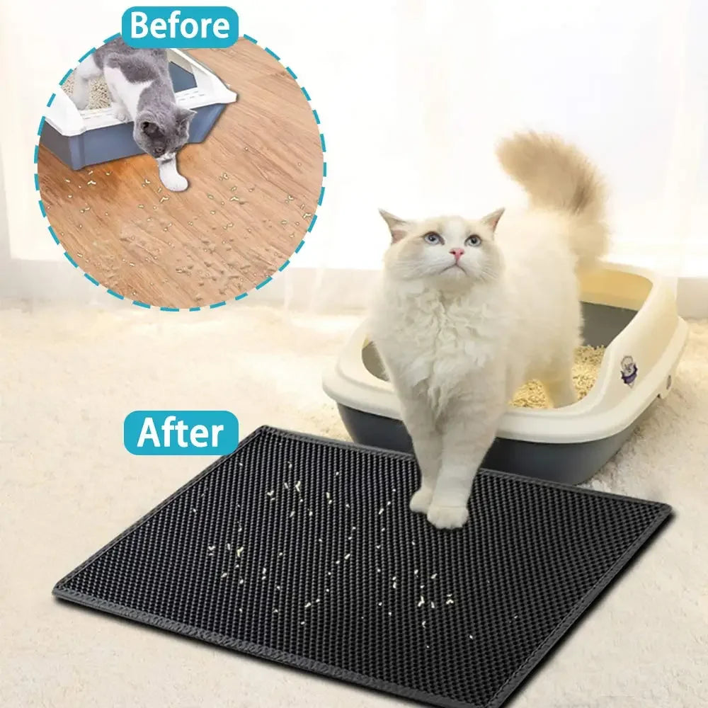 Waterproof Double-Layer Cat Litter Mat – Non-Slip, Washable Pad with Bonus Gift