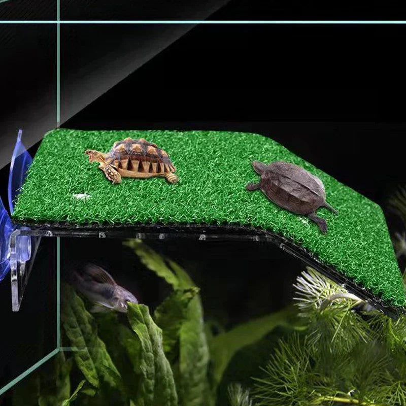 S/M/L Turtle Platform Float with Grass Ramp – Reptile Resting Terrace, Moss Island & Aquarium Habitat Decor