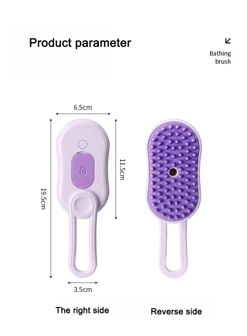 3-in-1 Electric Pet Steam Brush – Spray, Massage & Hair Removal Grooming Comb