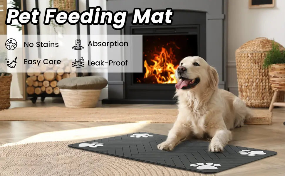 Absorbent Pet Feeding Mat – Quick-Dry Bowl Placemat with Waterproof Backing