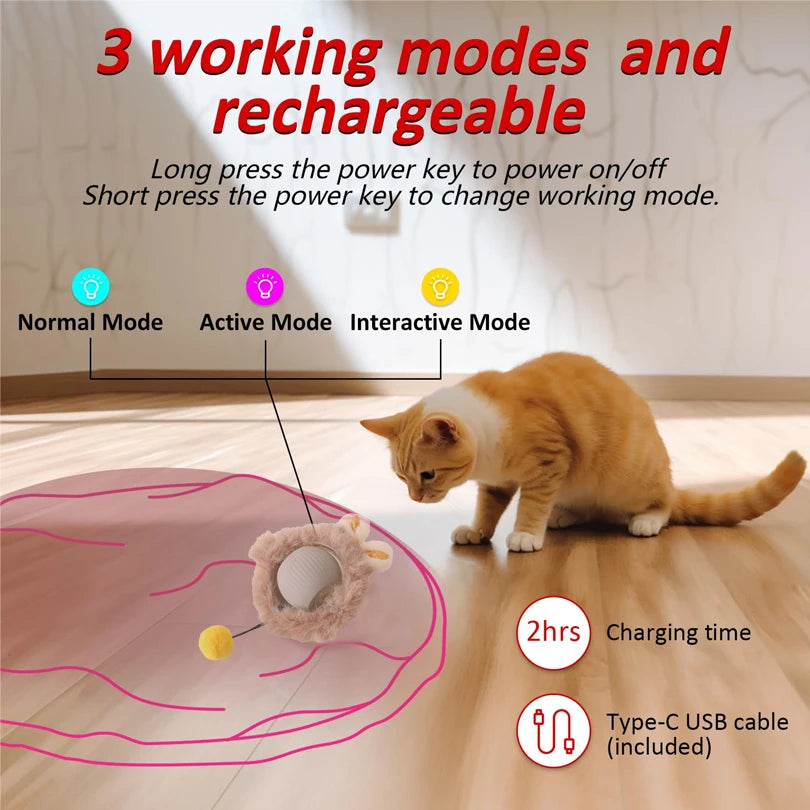 Motion-Activated Rolling Cat Toy – Fast Ball in Pouch for Indoor Play