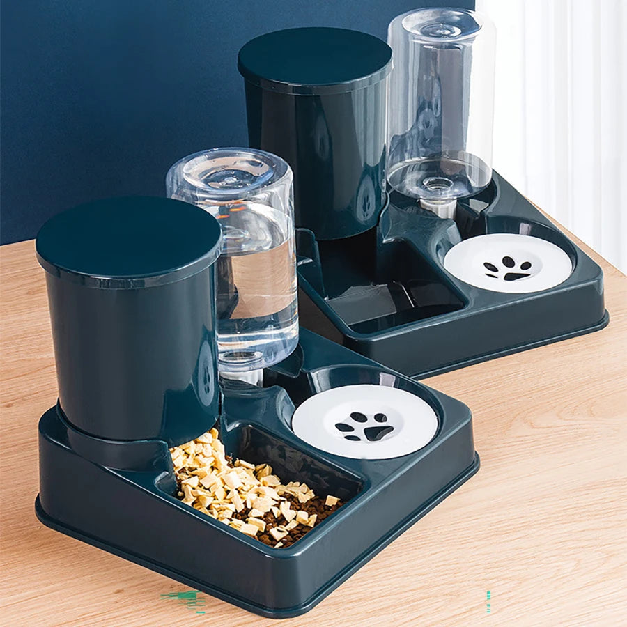 2-in-1 Automatic Cat Feeder & Water Dispenser – Tilted Gravity Pet Feeding Set
