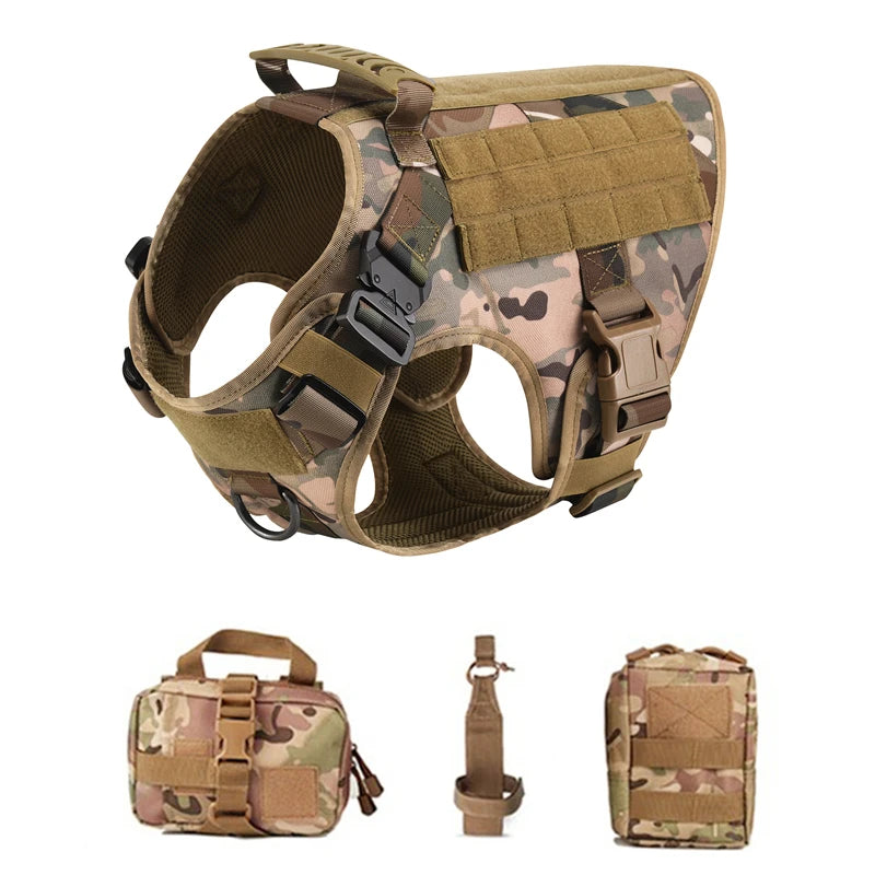 Tactical Dog Harness & Leash Set – Military Training Vest for All Breeds