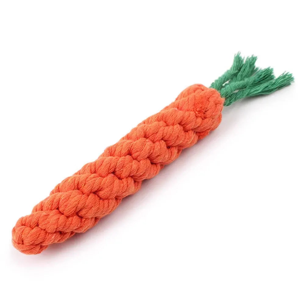 Carrot Rope Dog Chew Toy – Durable Cotton Molar Toy for All Dogs