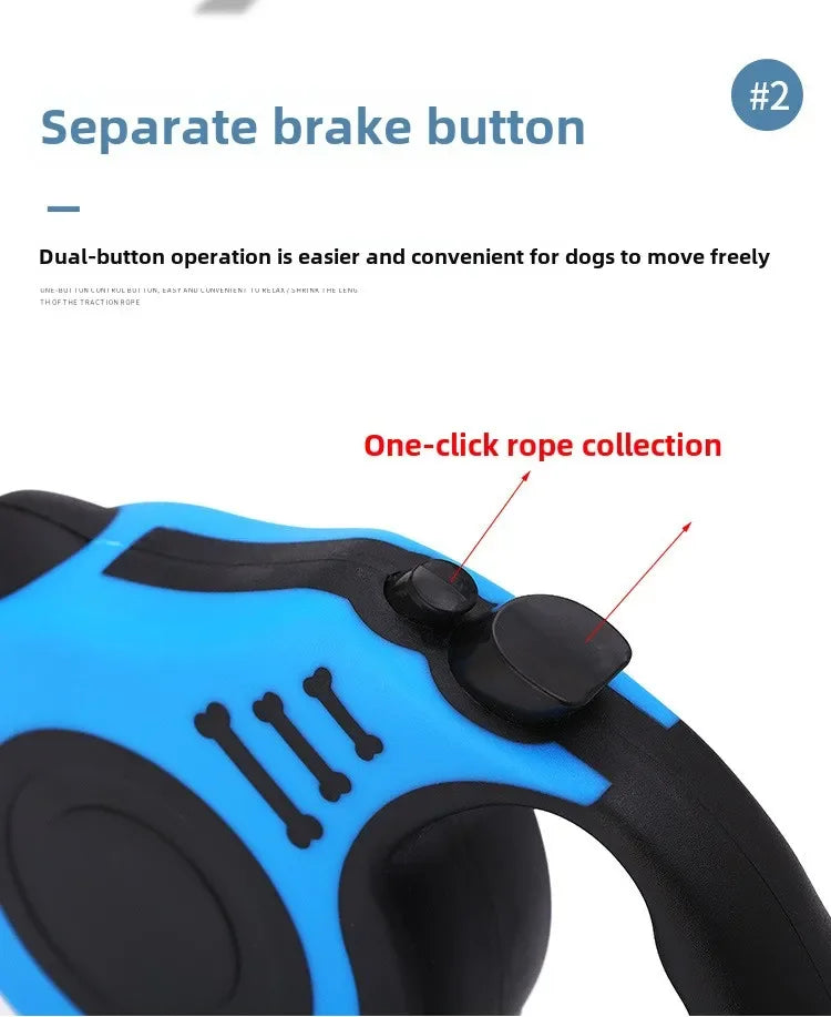 Retractable Dog Leash – 3M/5M Durable Nylon Lead for Small to Large Pet