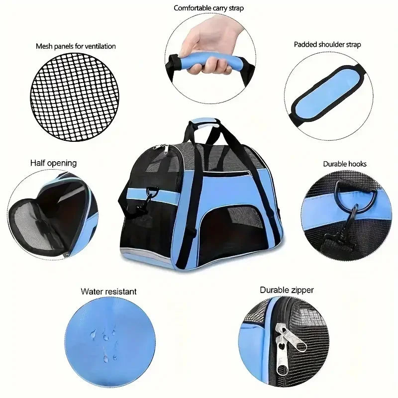 Portable Pet Carrier Bag – Breathable Travel Handbag for Small Dogs & Cats
