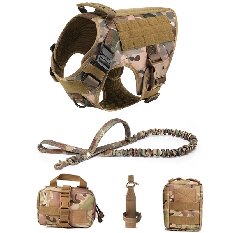 Tactical Dog Harness & Leash Set – Military Training Vest for All Breeds