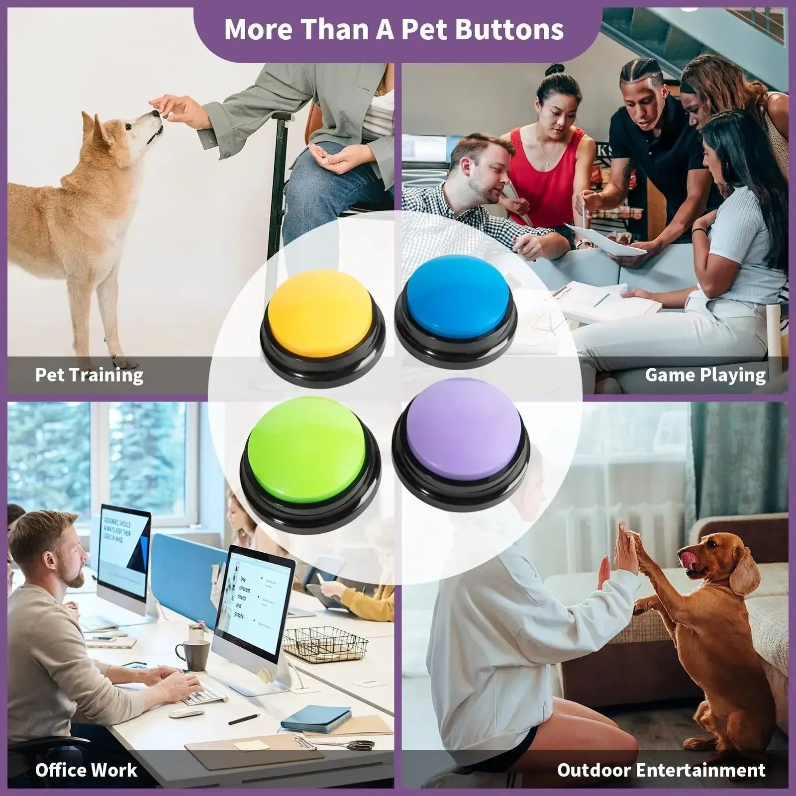 8PCS Dog Talking Buttons – 30s Recordable Voice Training Buzzers for Pets