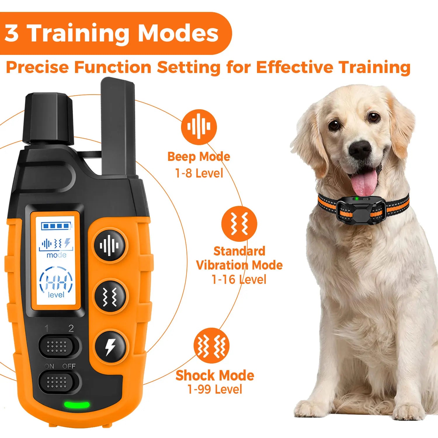 3300Ft Dog Training Collar – Waterproof Rechargeable Remote E-Collar